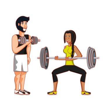 Dambıl spor ile genç atletik çift