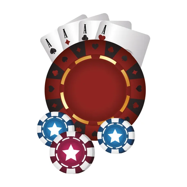 Casino fichas de roleta de poker e ases —  Vetores de Stock