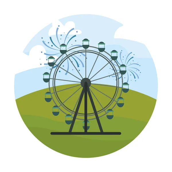 Ferris roue dans le champ carnaval — Image vectorielle