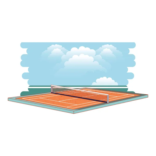 Court de tennis avec paysage — Image vectorielle