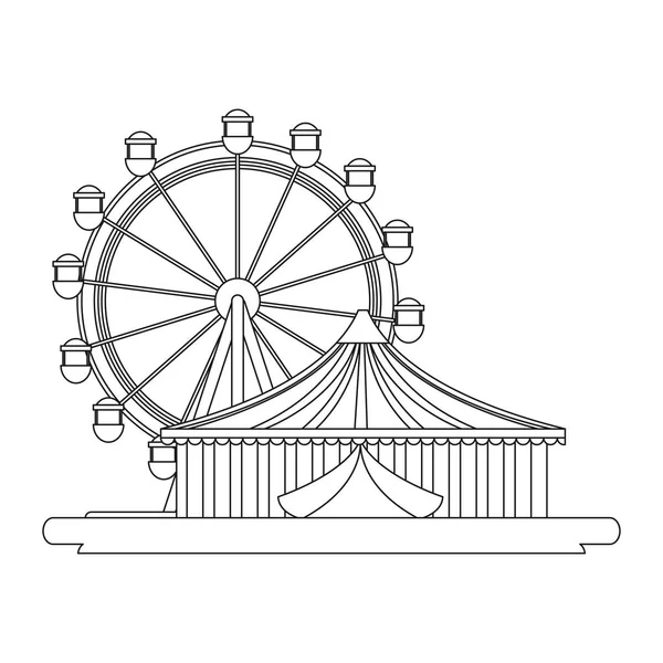 Ferris wheel and tent carnival festival — Stock Vector