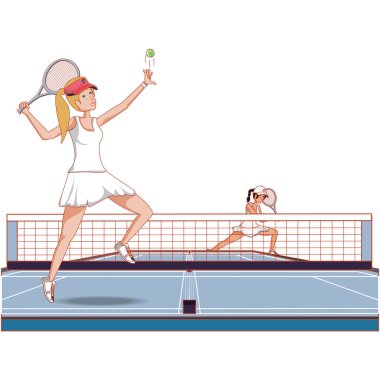 kadın mahkemede tenis pratik