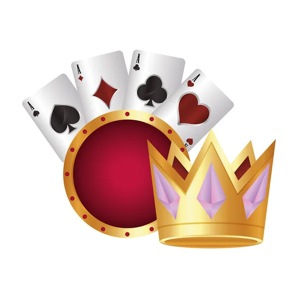 Casino poker or couronne cartes aces costumes — Image vectorielle