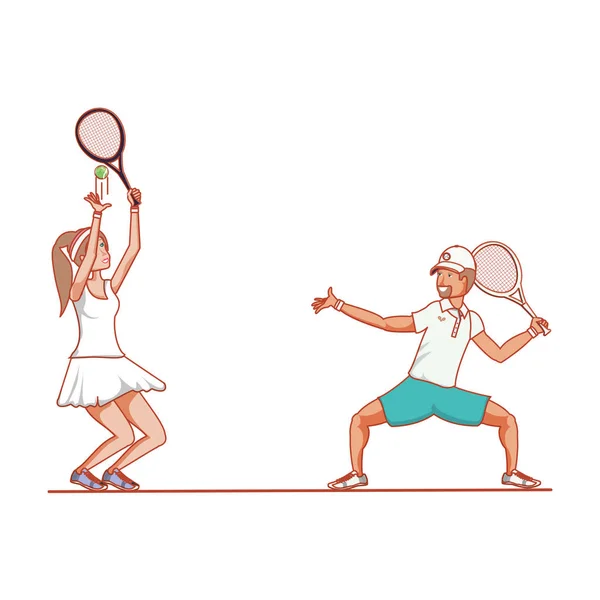 Paar spielt Tennis Avatar Charakter — Stockvektor