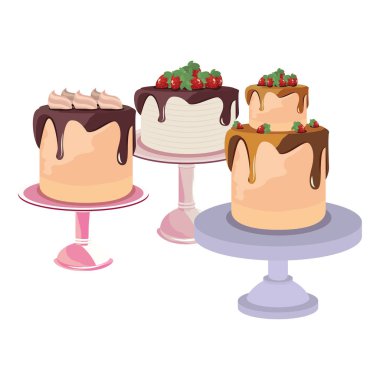 Stand kutlama Doğum günü üç tatlı kek