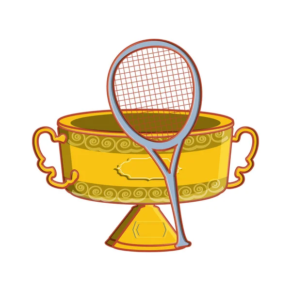 Coppa trofeo con racchetta da tennis — Vettoriale Stock