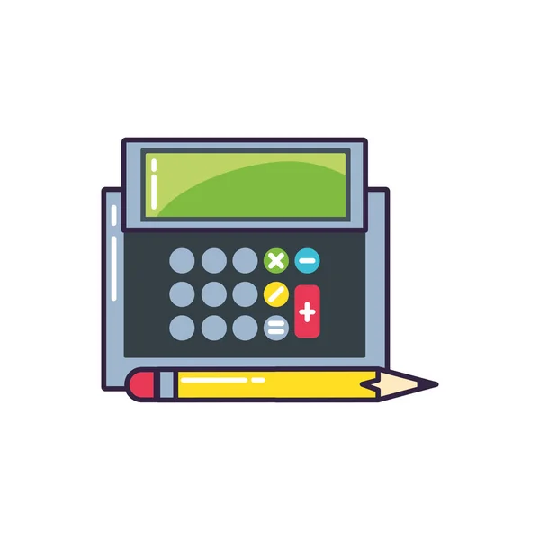 Calculator math finance with pencil — Stock Vector