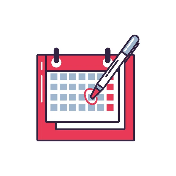 Kalender påminnelse med överstryknings penna — Stock vektor