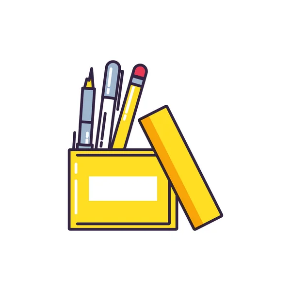 Box office with pencils isolated icon — Stock Vector