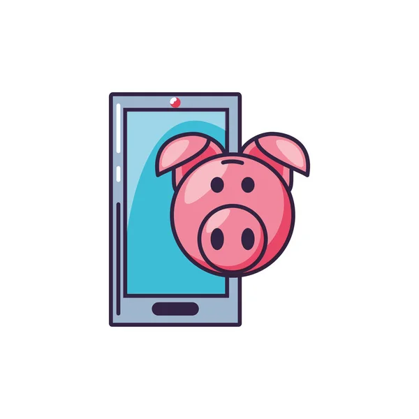 Urządzenie smartphone z Piggy Bank — Wektor stockowy