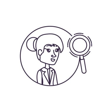 Büyüteç ile iş kadın zarif