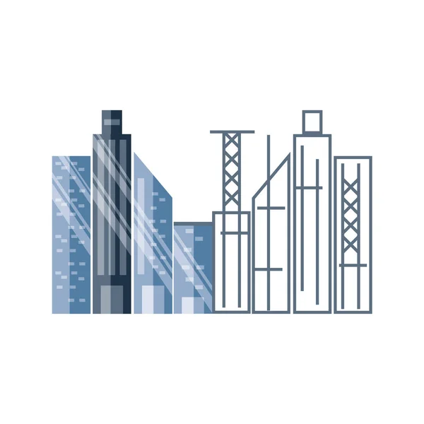 Panorama stavby izolované ikona — Stockový vektor