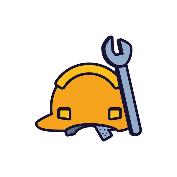 Proteção do capacete com ferramenta chave inglesa — Vetor de Stock