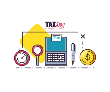 gün dizüstü bilgisayar ile vergi ve Icons set