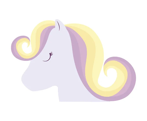 Head of cute unicorn isolated icon — Stock Vector