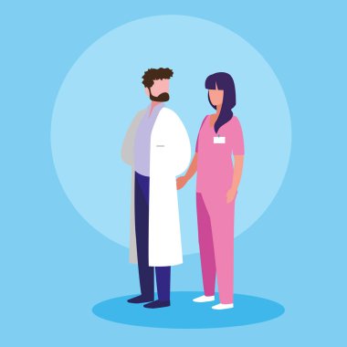 Doktorlar profesyoneller avatar karakter çift