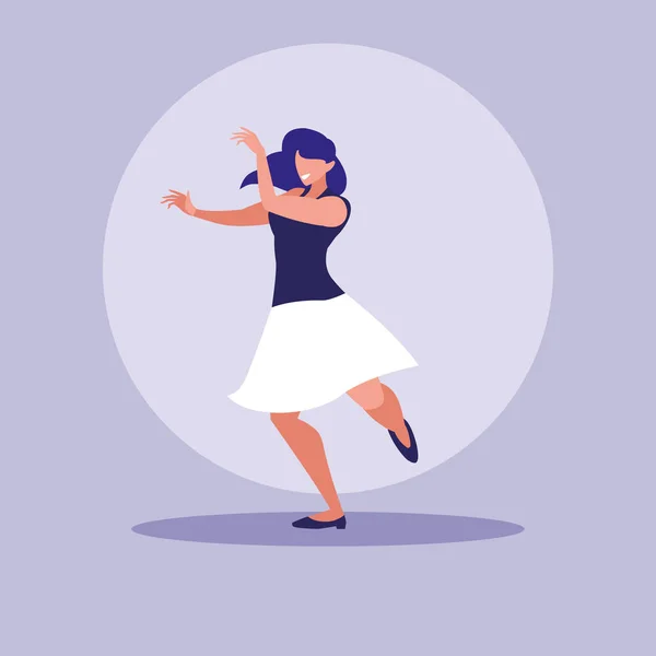 Mujer bailando carácter avatar — Vector de stock