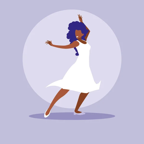 Mulher preto dança avatar personagem — Vetor de Stock