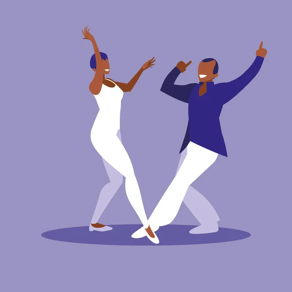 Couple noir dansant avatar personnage — Image vectorielle