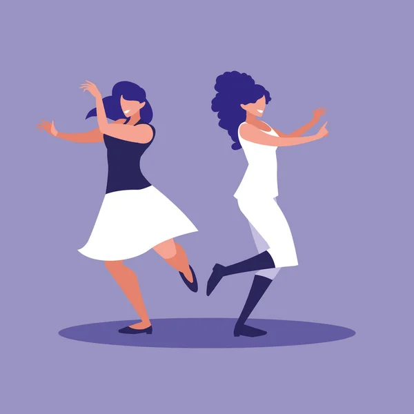 Mujeres bailando carácter avatar — Archivo Imágenes Vectoriales