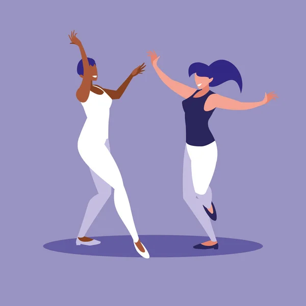 Mujeres bailando carácter avatar — Archivo Imágenes Vectoriales