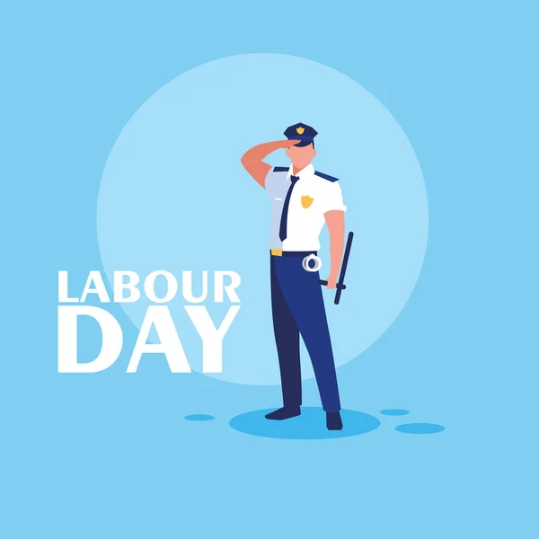 Celebración del día del trabajo con la policía — Vector de stock