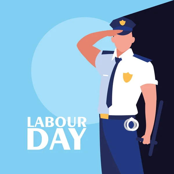 Polis ile işgücü gün kutlama — Stok Vektör