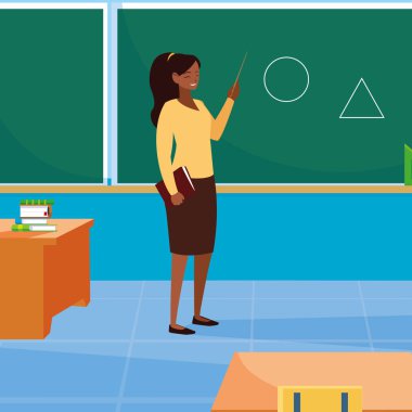 öğretmen kadın siyah kara tahta ile sınıfta