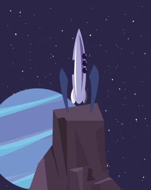 kaya yüzeyinde uzay gemisi