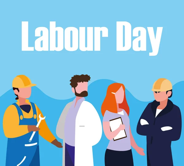 Labour day celebration with group professionals — Stock Vector