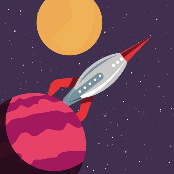 Rocket Planet ruimte — Stockvector