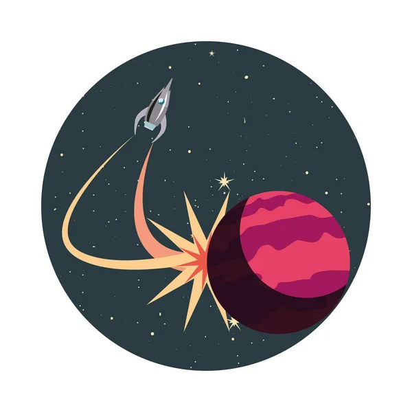 惑星とランチャー ロケット — ストックベクタ