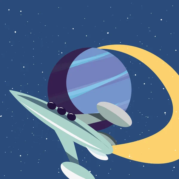 Cohete planeta espacio — Vector de stock