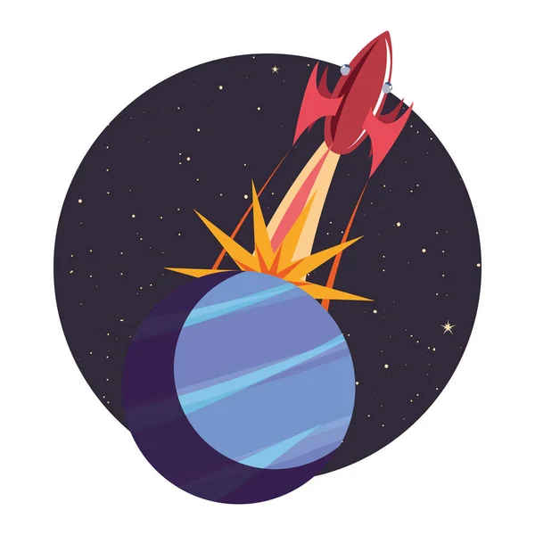 Ракета-носитель с планетой — стоковый вектор