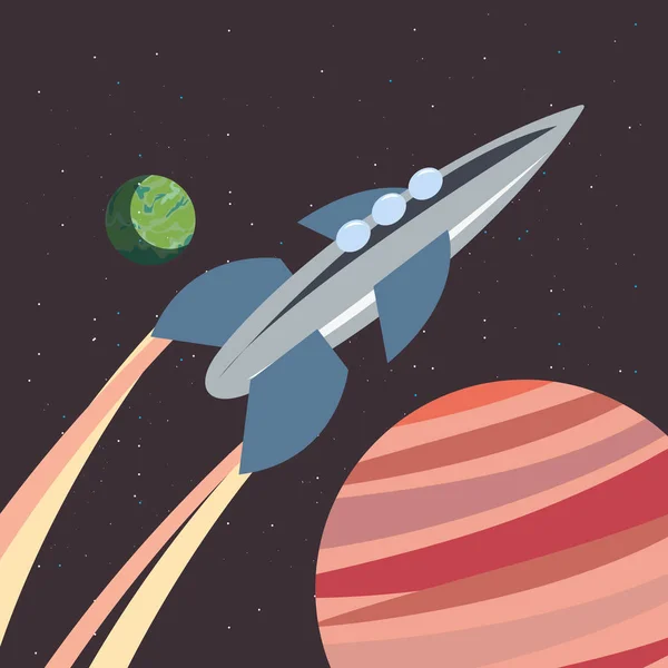 Fusée planète espace — Image vectorielle