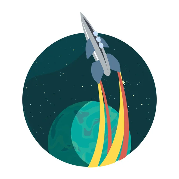 Cohete planeta espacio — Vector de stock