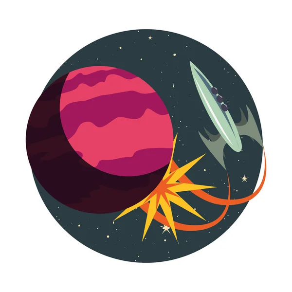 惑星とランチャー ロケット — ストックベクタ