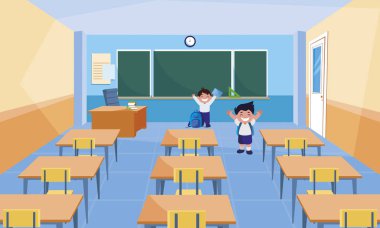 mutlu küçük Öğrenciler sınıfta