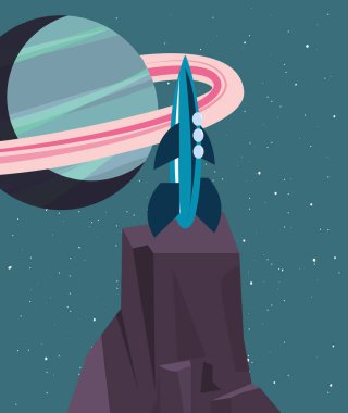 kaya yüzeyinde uzay gemisi