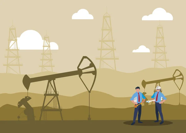 Trabajadores de la industria petrolera avatares caracteres — Vector de stock
