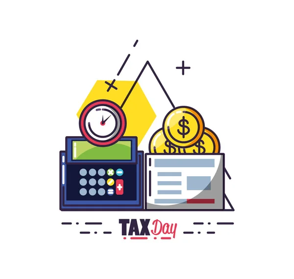 Podatków dochodowych z kalkulatora i ikony — Wektor stockowy