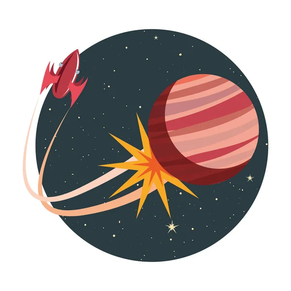 Cohete lanzador con planeta — Archivo Imágenes Vectoriales