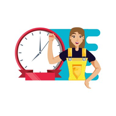 saat zaman ile işçi inşaat kadın