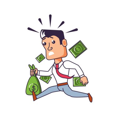 Para çantası ile çalışan iş adamı