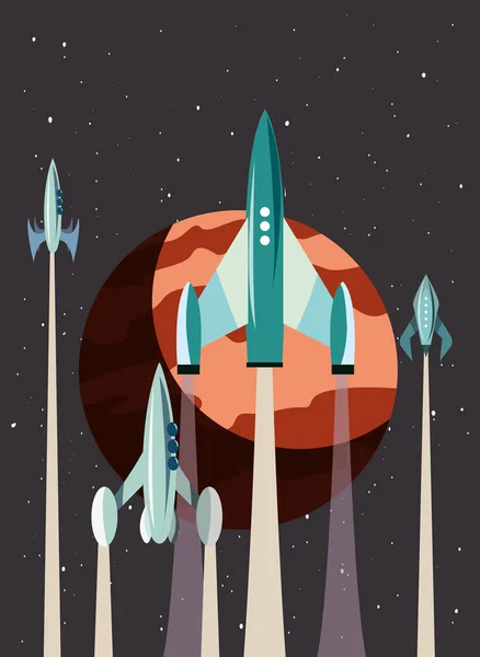 Cohetes exploración espacial — Vector de stock