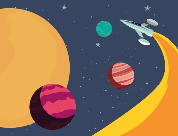 Exploración de planetas de naves espaciales — Vector de stock