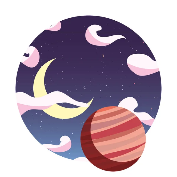Mond Planet Wolkenhimmel — Stockvektor