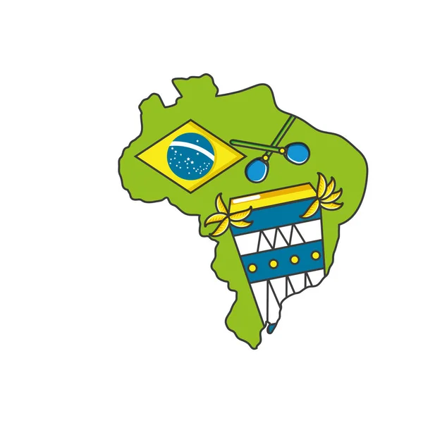 Bongo dob okiratnak Térkép Brazília — Stock Vector