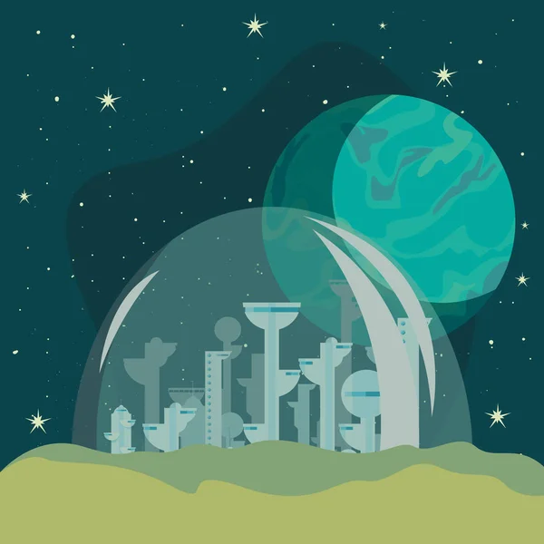 Exploración espacial de la ciudad — Vector de stock