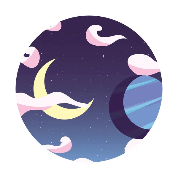 Luna pianeta nube cielo — Vettoriale Stock